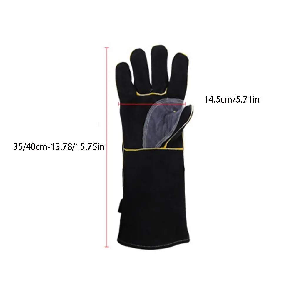 Leather Heat Resistant Gloves High Temperature Resistance Heat Insulation Welding Gloves 14/16 Inch Work Gloves Welding Work