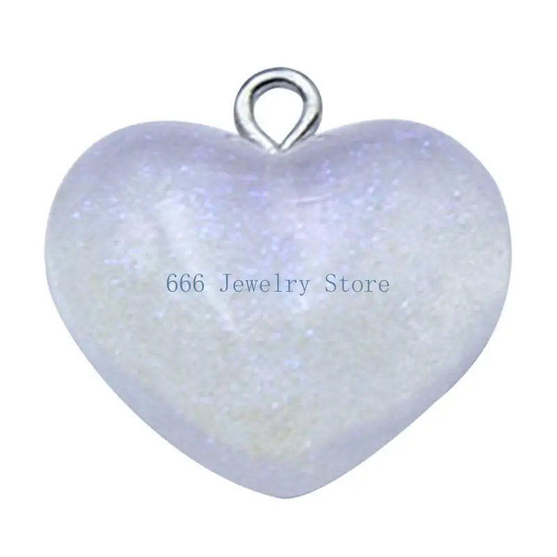 F2TD Glittering Heart Charm Heart Beads Sparkling Heart Accessories Resin Material Heart Charm Heart Pendant for DIY Jewelry