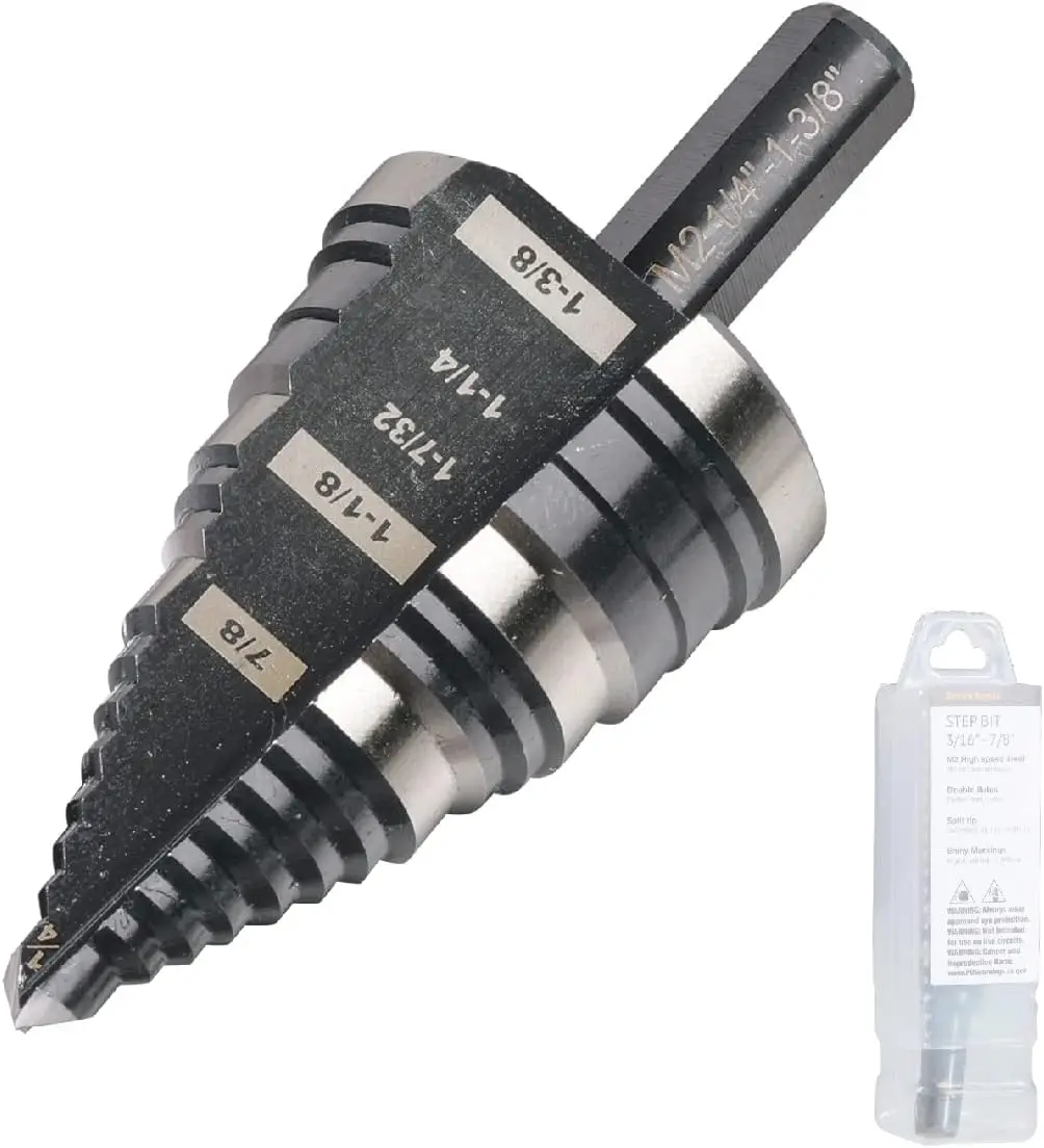 

1/4 to 1-3/8 Inch Step Drill Bit, M2 High Speed Steel for Stainless Steel, Copper, Aluminum, Wood, Plastic