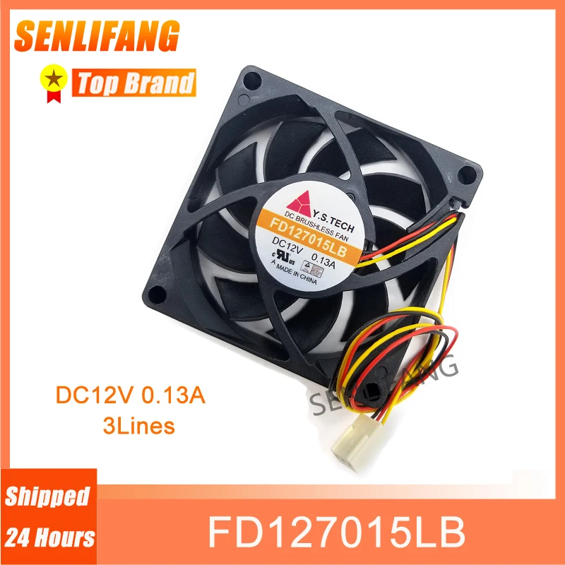 

New Cooler FD127015LB 70MM Fan 7CM 7015 DC12V 0.13A 3-Line For Y.s.tech Cooling 70*70*15MM