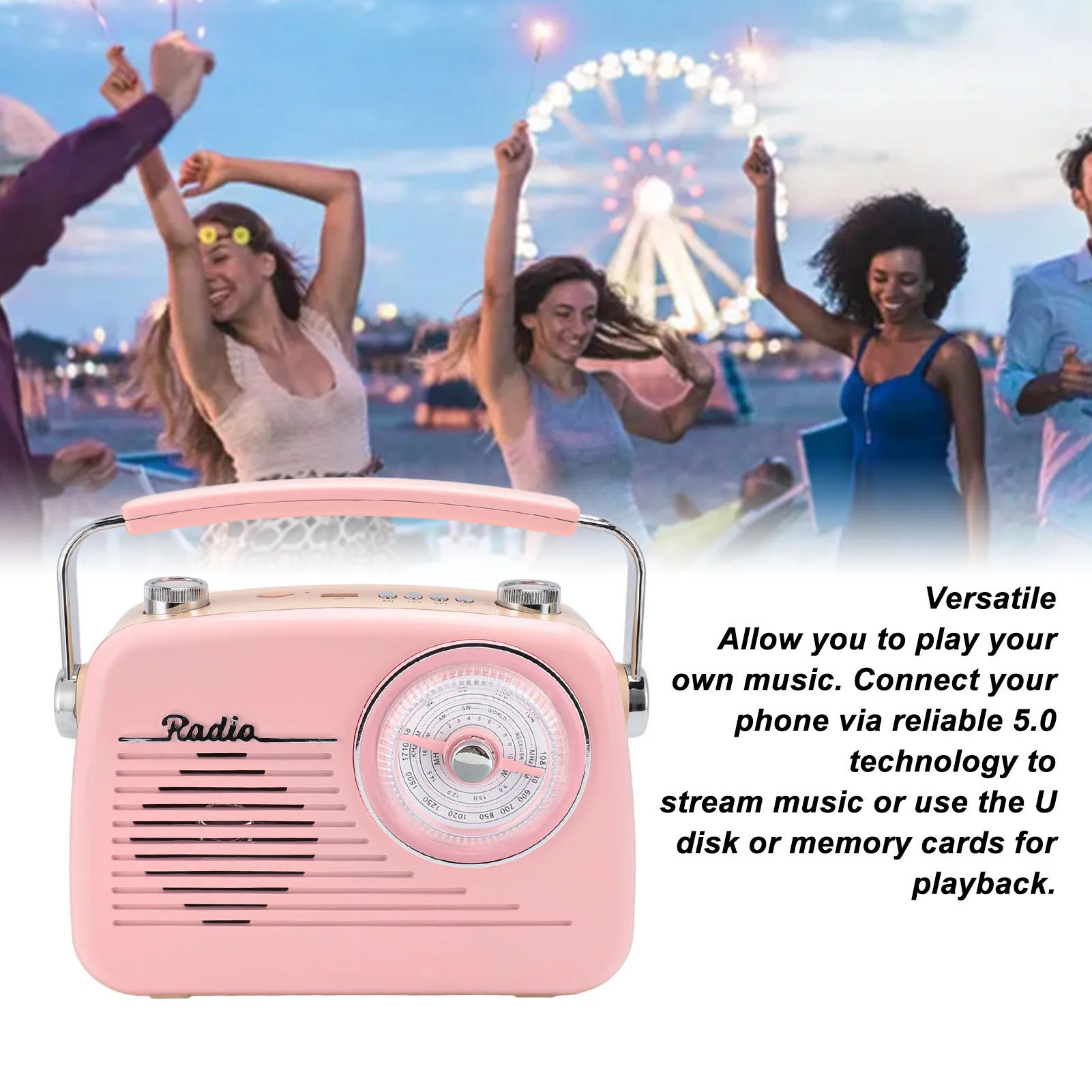 Altoparlante ZK20 Portatile Versatile Connessione affidabile FM AM SW Mini altoparlante USB per interni ed esterni Spina europea rosa 220V