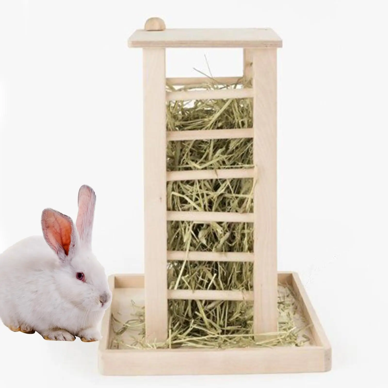 Bunny Hay Manger Feeder Hay Holder Wooden Rabbit Hay Feeder for Small Animals Cage Accessories Guinea Pig Hedgehog Ferret