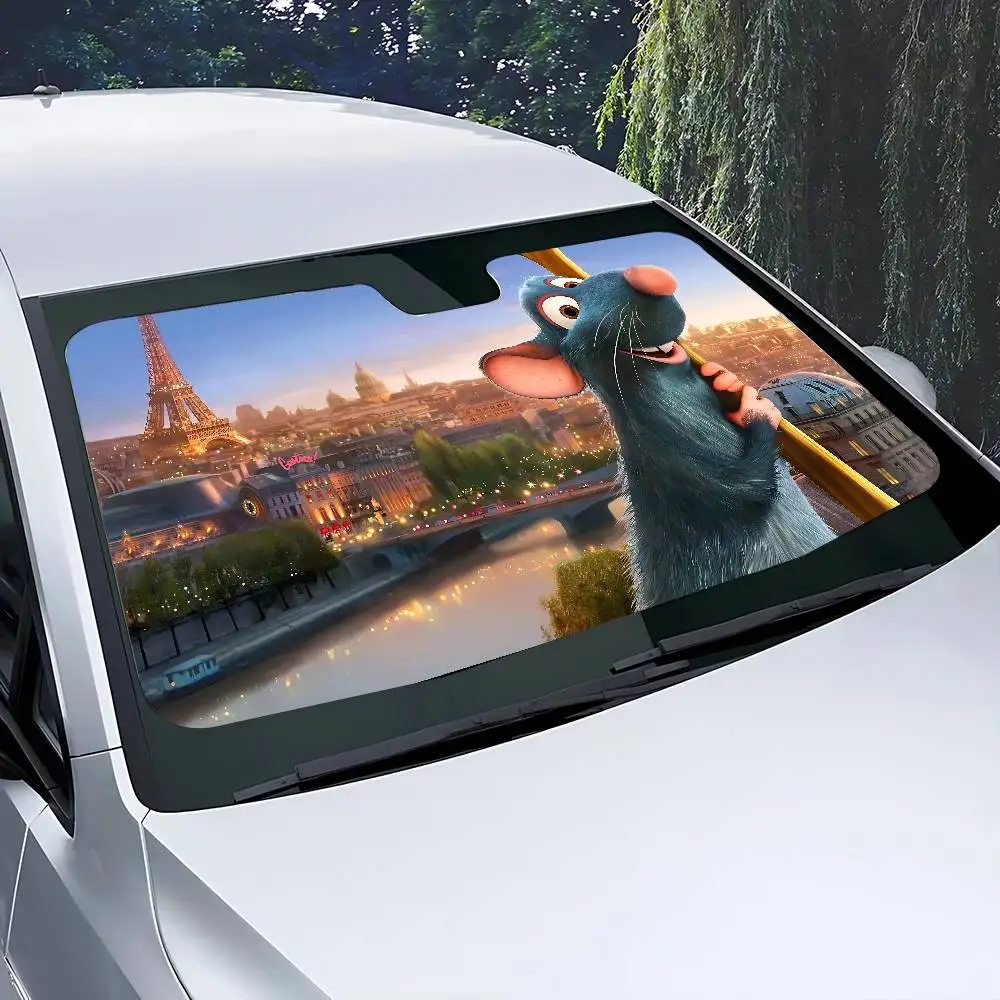 R-Ratatouille Cartoon Car Sunshade Covers Cover Universal Windscreen Folding Visor - view 4