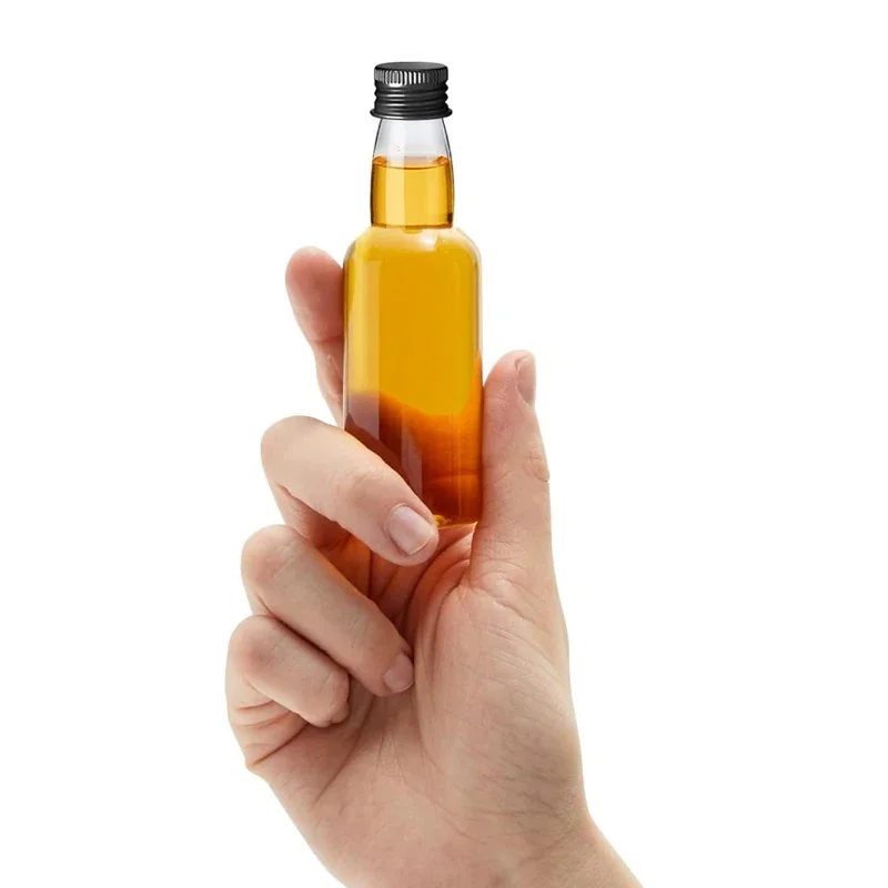 50 szt. Przenośne, wielokrotnego użytku mini butelki plastikowe 30-150 ml na alkohol, sok, próbki napojów, pojemniki na przyprawy, wino, napoje, olej.