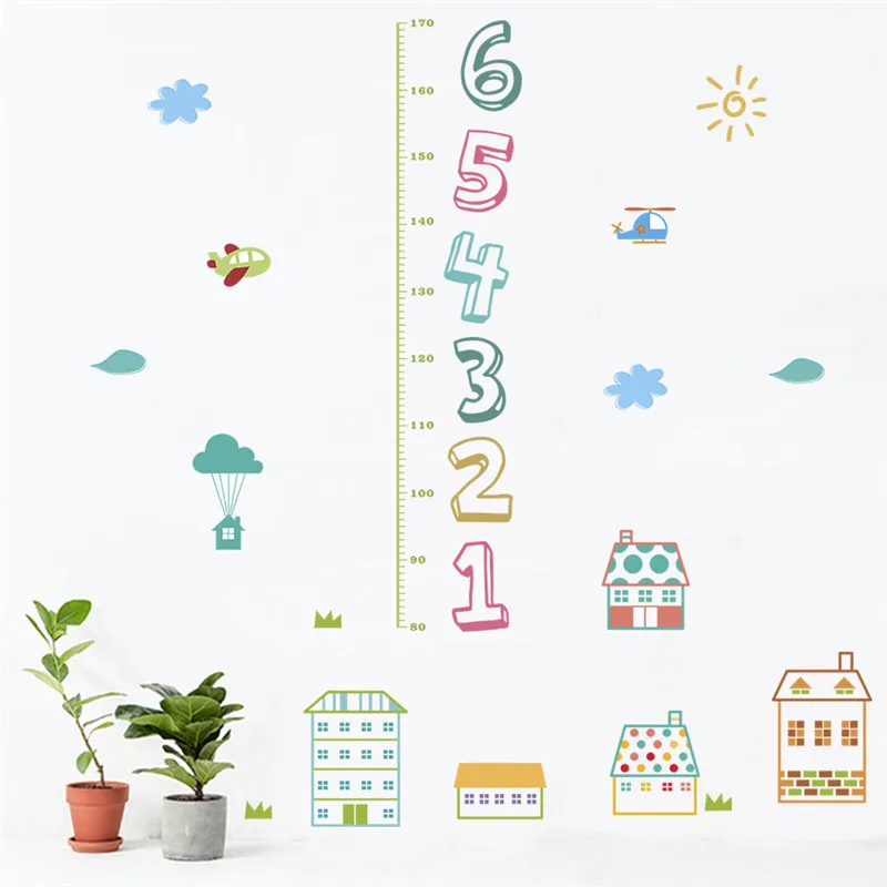 Height Measure Wall Stickers For Kids Room Decoration Cartoon Growth Chart Pvc Mural Art Diy Nursey Home Decal Children's Gift