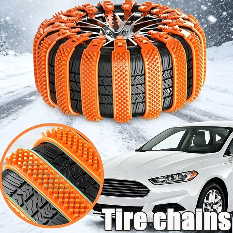 1-10PCS Universal Tire Chains Thick Rubber Anti Slip Traction Chains for Cars SUVs Trucks Easy Installation Winter Driving Safet