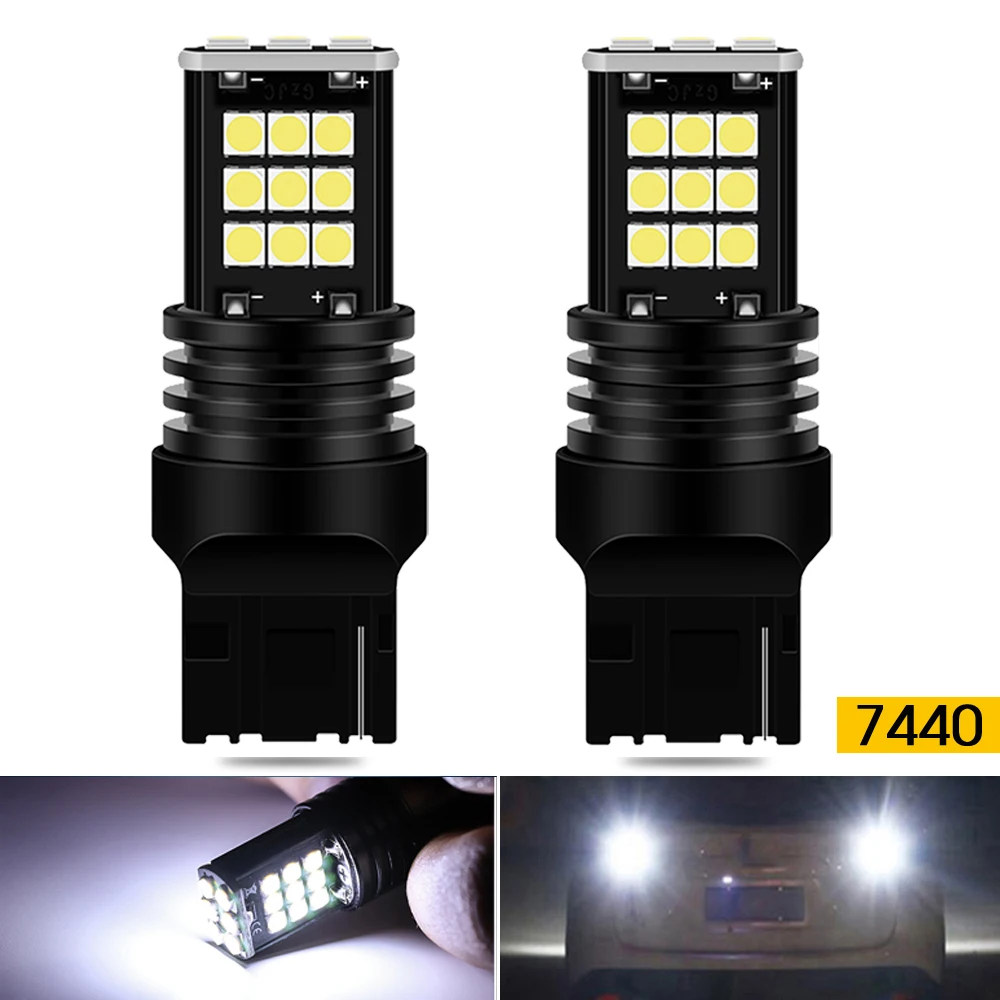 2 stücke T20 W21W 7440 LED Canbus Reverse Licht 7440NA 7505 DRL Auto WY21W Backup Birne Auto Diode Tagfahrlicht lampe 12V 21W W3x16d