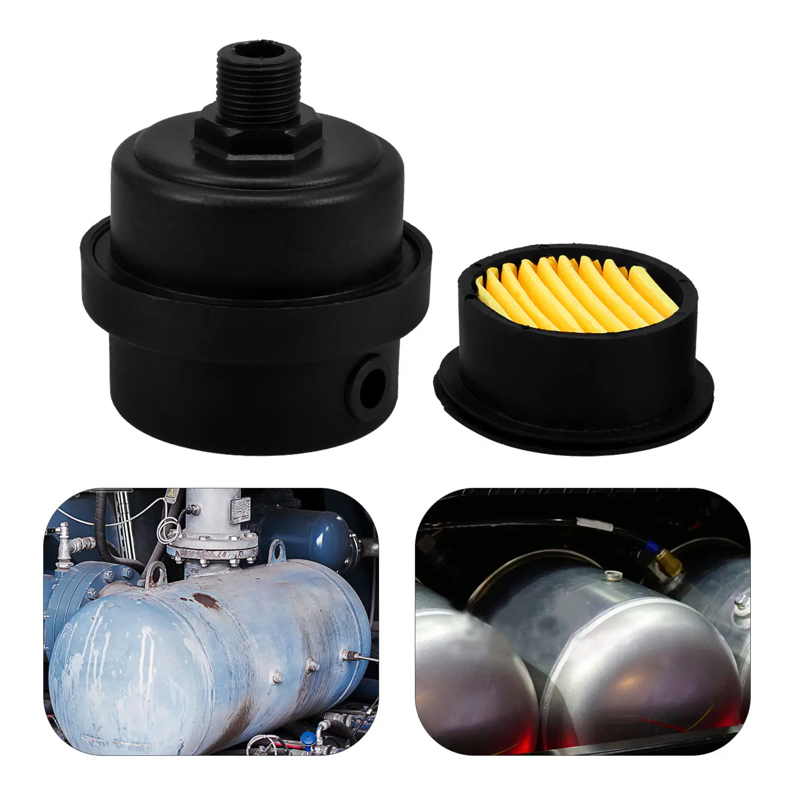 

Air Compressor Intake Filter 16Mm Thread High Durability Plastic Filter Element with Spare Replacement Easy Install for Piston