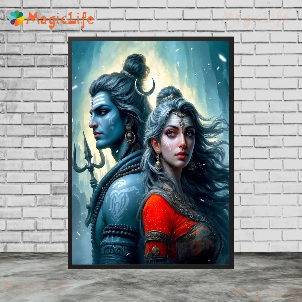 Indian Religion Lord Shiva Parvati Hinduism Posters Wall Pictures For Living Room Poster Wall Art Canvas Painting Unframed