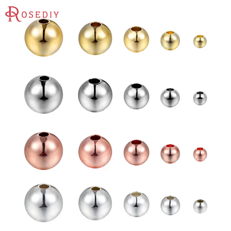 

2MM-12MM 18K Gold Color Silver Color Plated Brass Round Ball Beads Spacer Beads Diy Jewelry Findings Accessories Wholesale