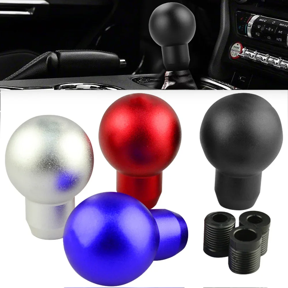 For Most Cars Aluminum Alloy Gear Shift Knob Universal Round Ball Gear Shift Knob Racing Car Gear Handle Knob with 3 Adapters