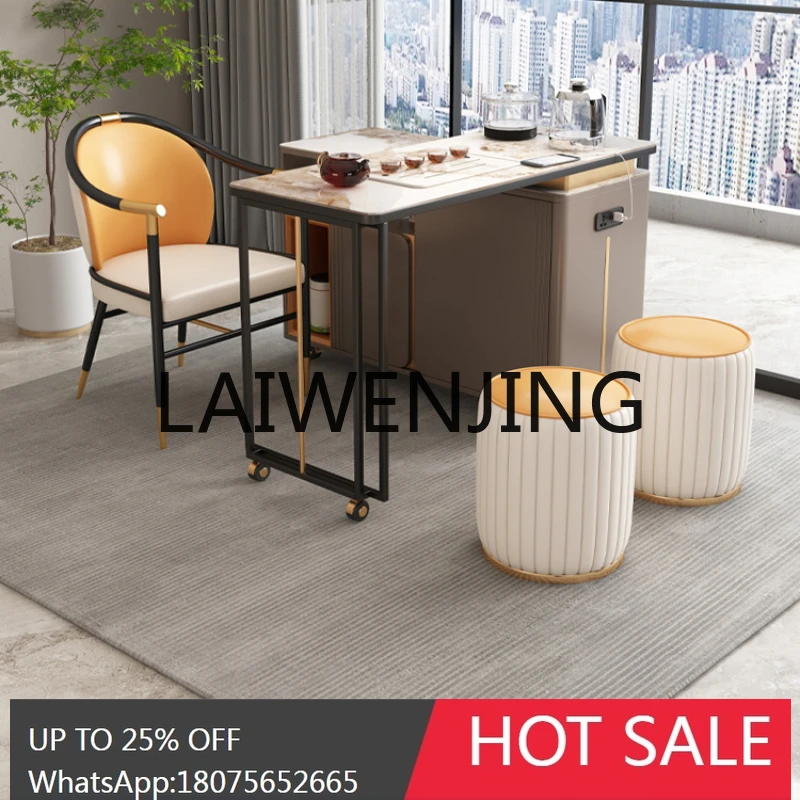 

RWJ Movable Stone Plate Tea Table Household Boiling Water Small Tea Trolley