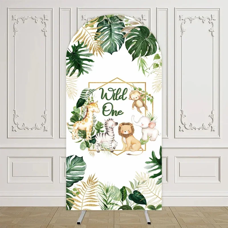 Mocsicka Arched Photography Backdrop Safari Baby Birthday Forest Animal Background Cake Smash Studio Customizable Photo Props