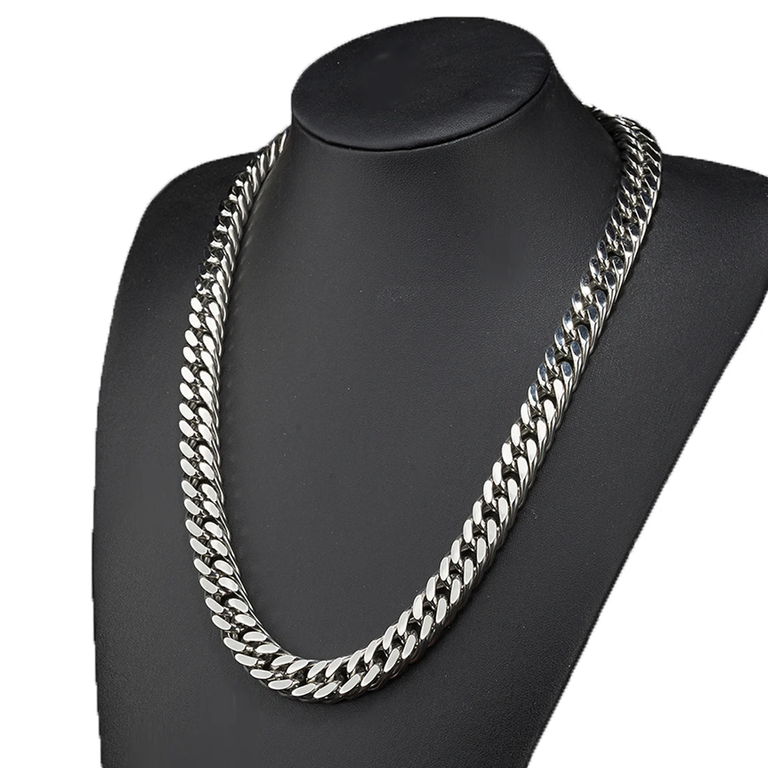 8mm-19mm Any Length Heavy Polished Silver Color Curb Cuban Men Chain 316L Stainless Steel Necklace Fashion Jewelry