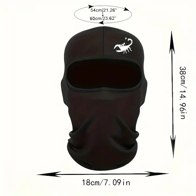 1pc Cool Retro Scorpion Print Skimasker voor mannen en vrouwen Bivakmuts Gezichtsmasker Rekbare stof Fietsmasker Zonnebrandcrème Headcover