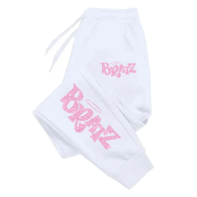 Bratz Pink Printing Sweatpants Woman Casual Pocket Drawstring Pants Baggy Gym Jogger Tracksuit Sweat Trouser Couple Clothes