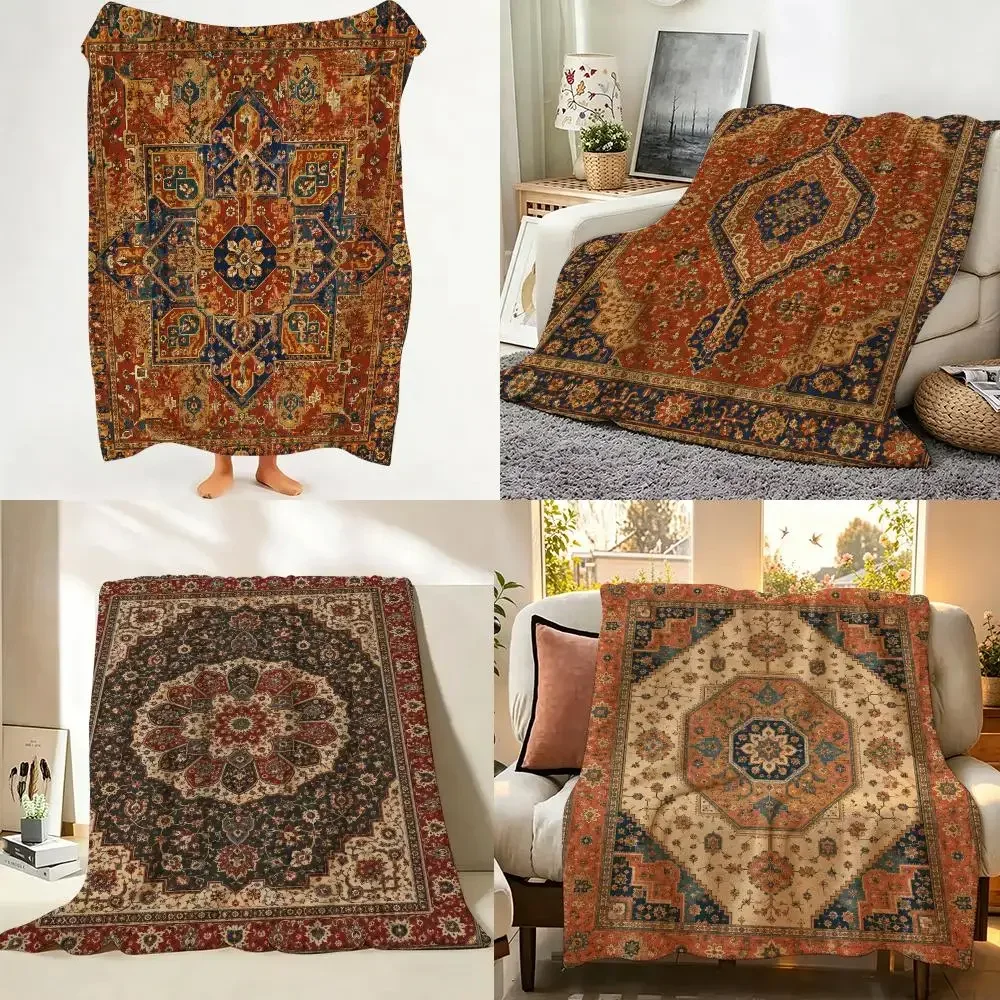 Elegant Turkish Red Style Throw Flannel Throw Blanket Suitable warm for Sofa、Living Room、Bedroom soft