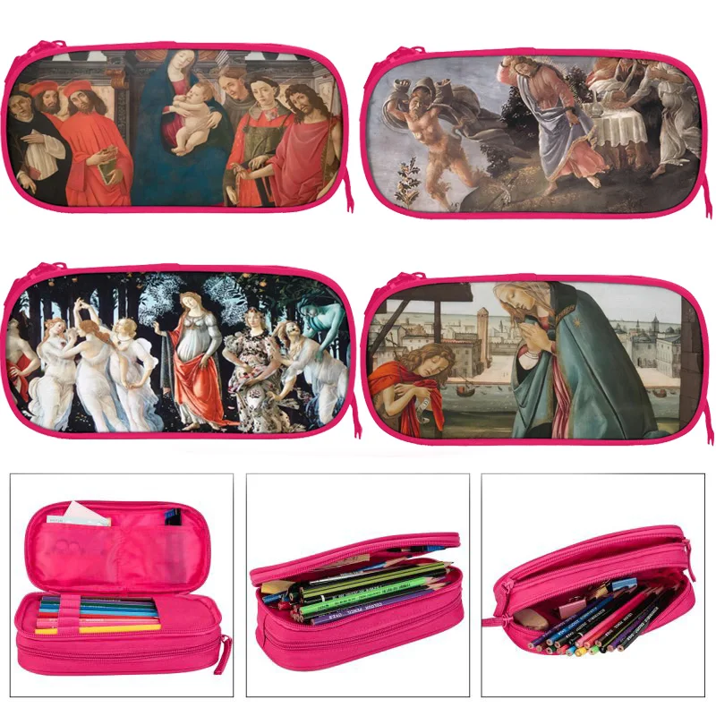 Italian Botticelli Oil Painting  Large Capacity Pencil Case Stationery School Supplies Pouch Office Storage Kids Pen Case Box