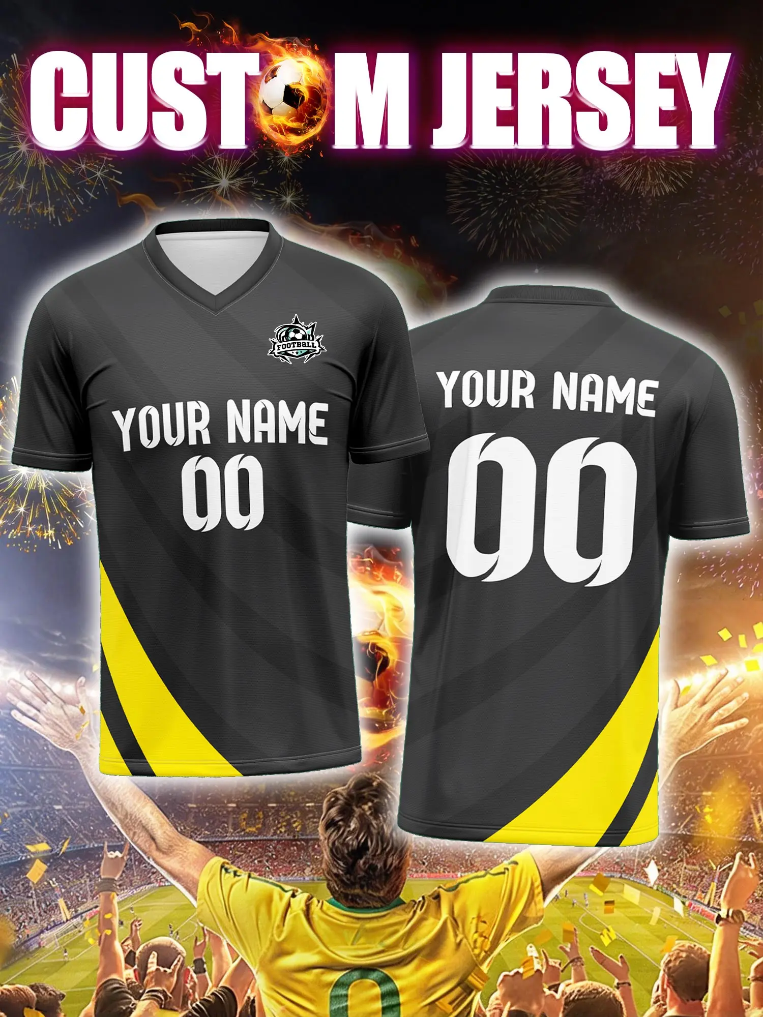 

Футбольная форма на заказ с индивидуальным изображением, номером и именем, прочная и долговечная.