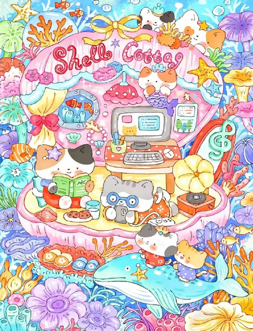 

9ct 75x95 см подводная вышивка ракушек DIY наборы с принтом в китайском стиле вышивка крестиком рукоделие домашний декор ремесла