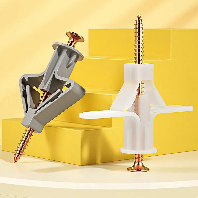 100pcs Drywall Anchor Kit Hollow Wall Anchors Plasterboard Plugs Screws Butterfly Expansion Tube Pipe 50 Set