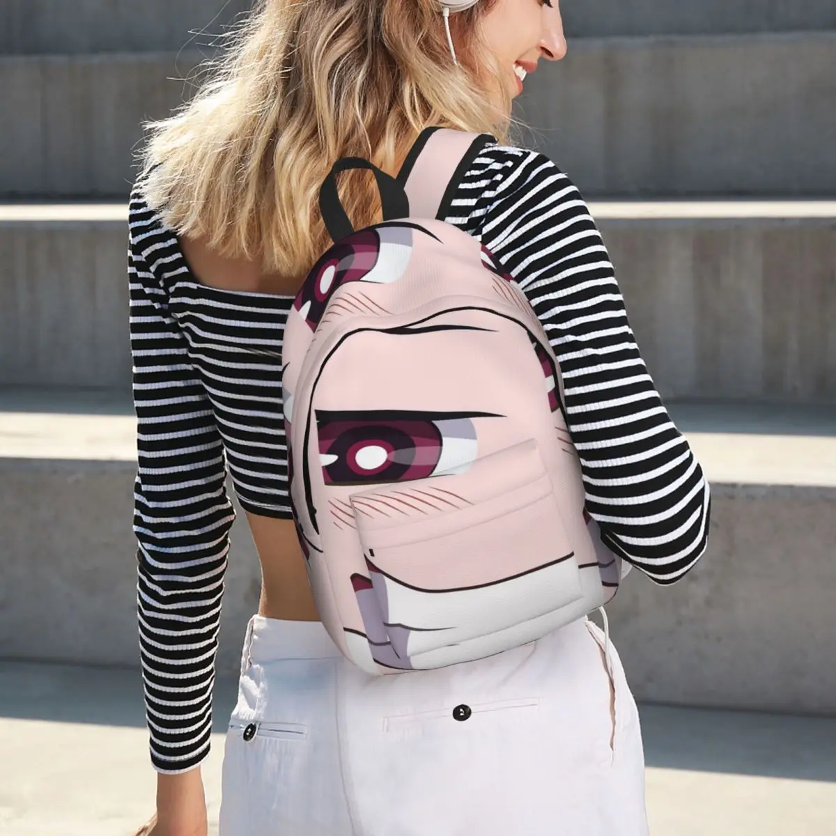 أنيمي رسم الوجه أنيمي الأرجواني التلفزيون بسيطة وأنيقة على ظهره قماش حقائب الظهر #6