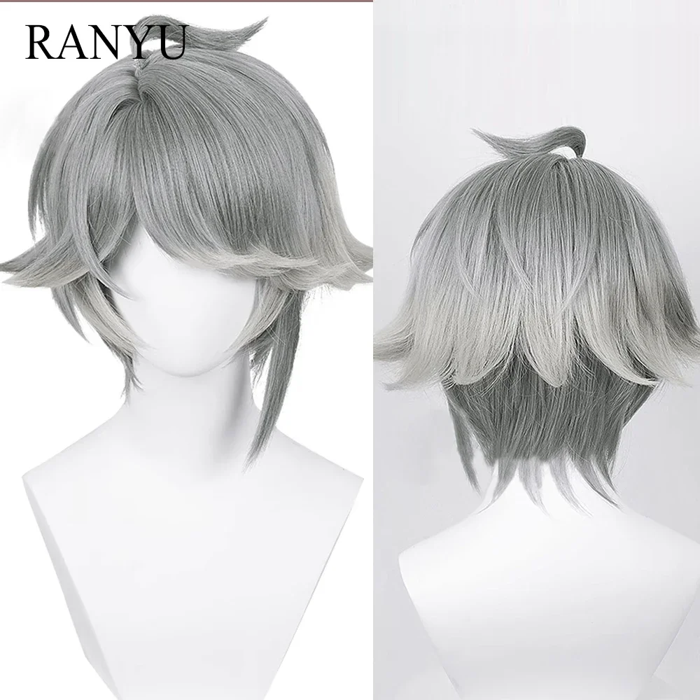 

RANYU Genshin Impact Alhaitham Wigs Synthetic Short Straight Gray Game Cosplay Hair Wig For Party