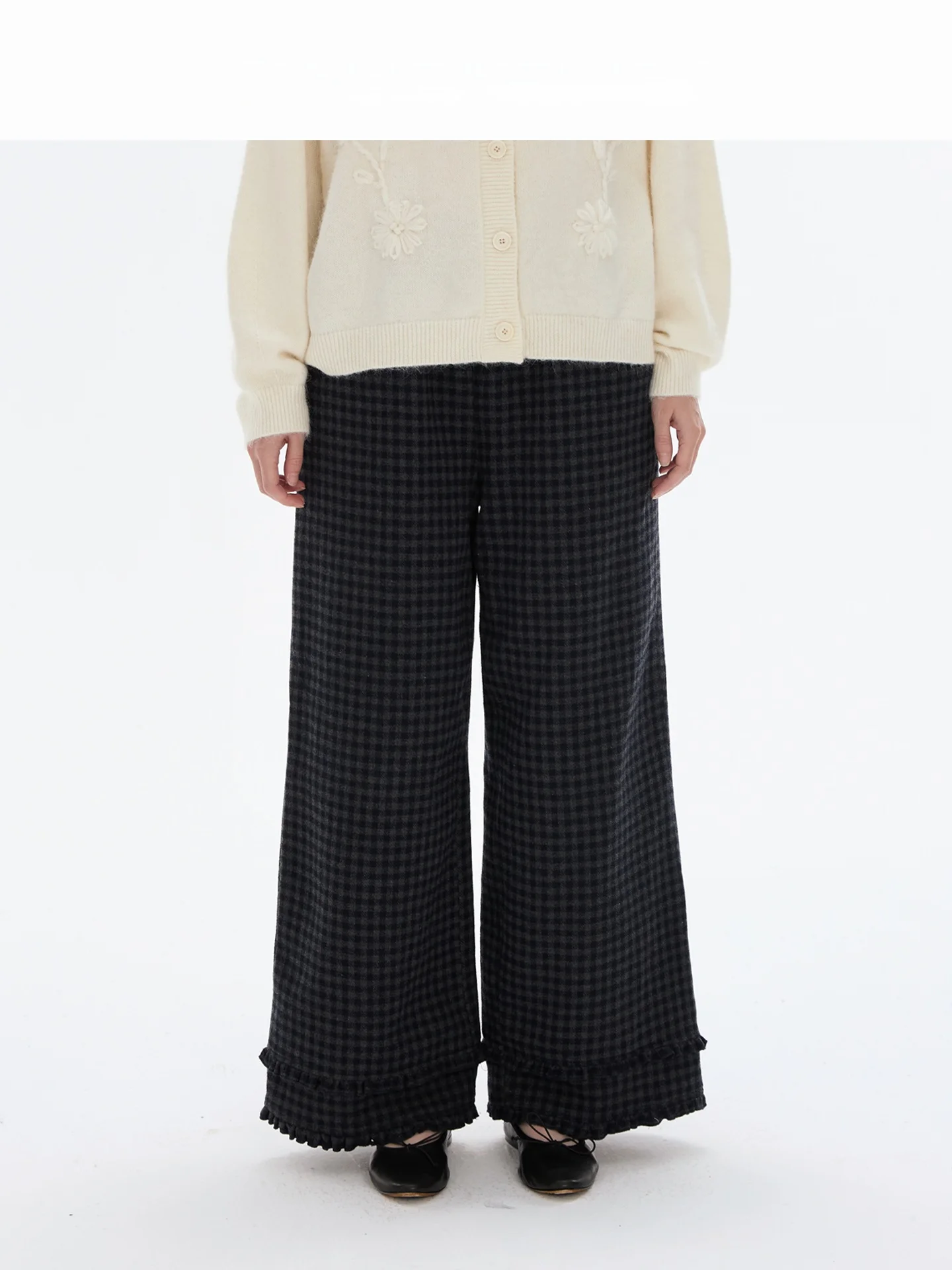 

Винтажные шерстяные брюки COUNTONME в клетку с эластичной талией, свободного кроя, длинные, женские повседневные брюки, удобные, дышащие