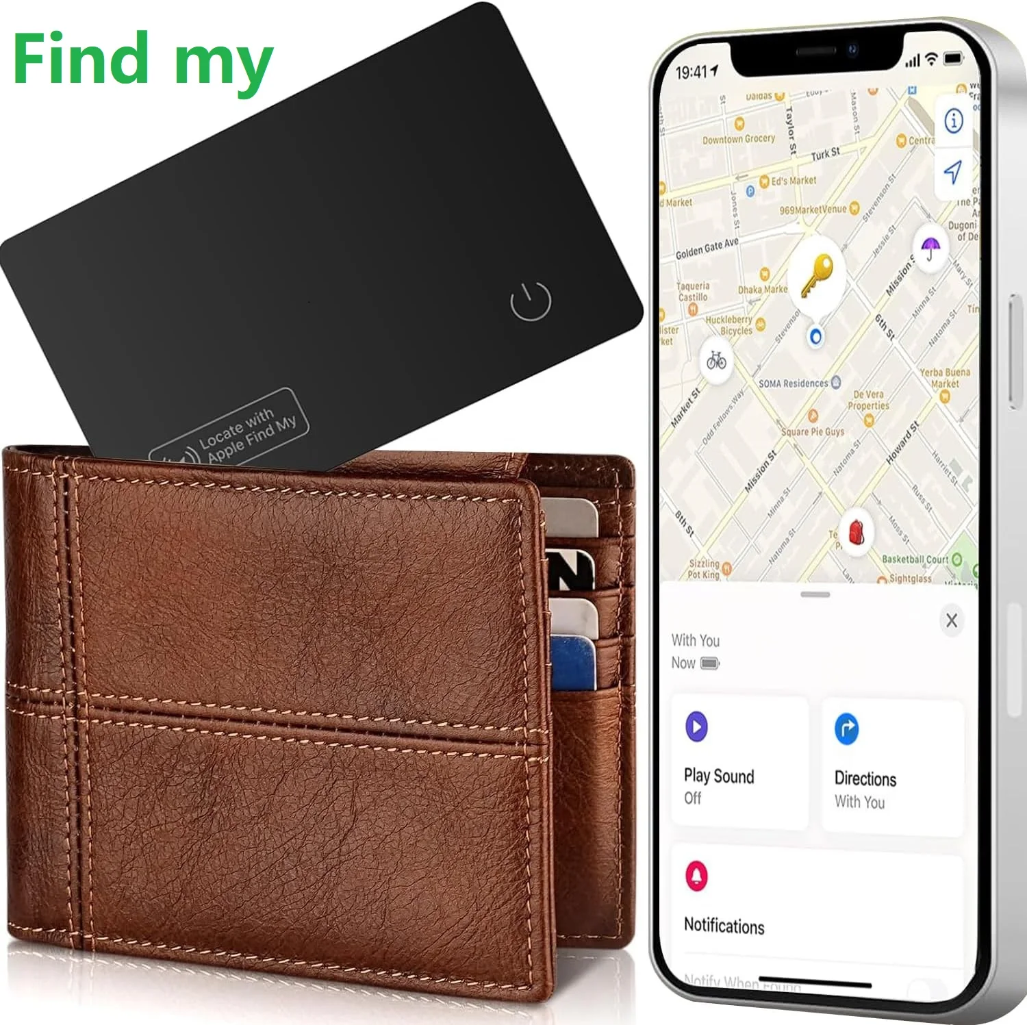 New Smart Aritag Card Finder GPS Tracker Work with Apple Find My App Wallet Card Global Positioning Anti-loss for Key Wallet Car