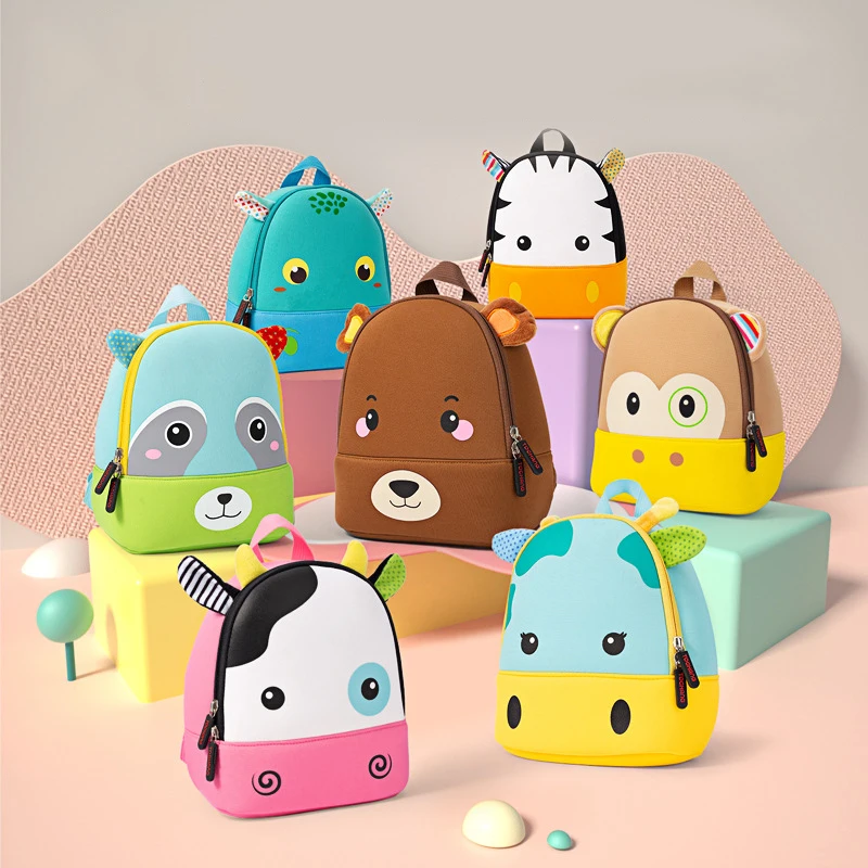 3D Cartoon Animal Children Backpack Cute Bear Monkey Cow Kids Bags School Bag Kindergarten Boys Girls Schoolbags Mini Backpack