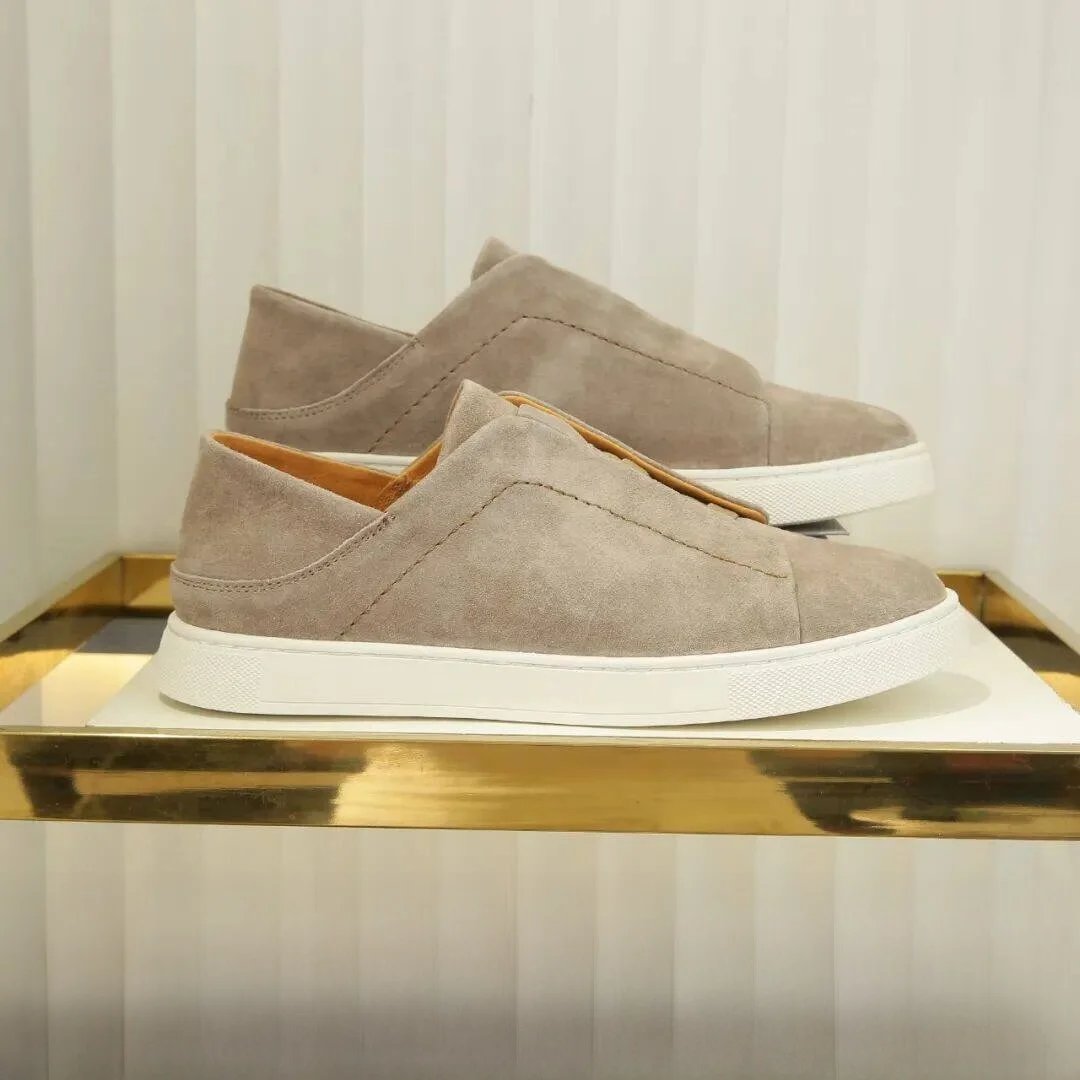 

Versatile Slip-On Loafers Men's Casual Shoes Half Slippers Two-Way Wearable Comfortable Rubber Sole round Toe Deep Mouth Leather
