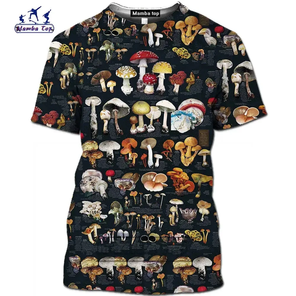 Men T-shirt Retro Mushroom Tee Summer 3d Print T-Shirt Men O-neck Short Sleeve Casual Fashion Top Men Clothing Oversized T-shirt