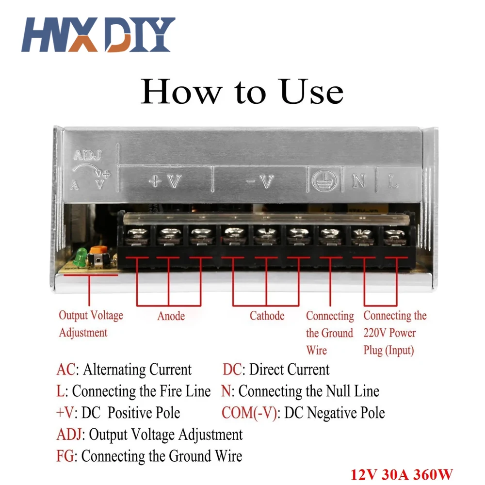 Alimentation à découpage 12 V Volt 220V à 12 V AC-DC SMPS 3V 5V 9V 12 V 15V 18V 24V 36V Alimentation l'autorisation pipeline 3A 5A snap8A 10A 20A 50A