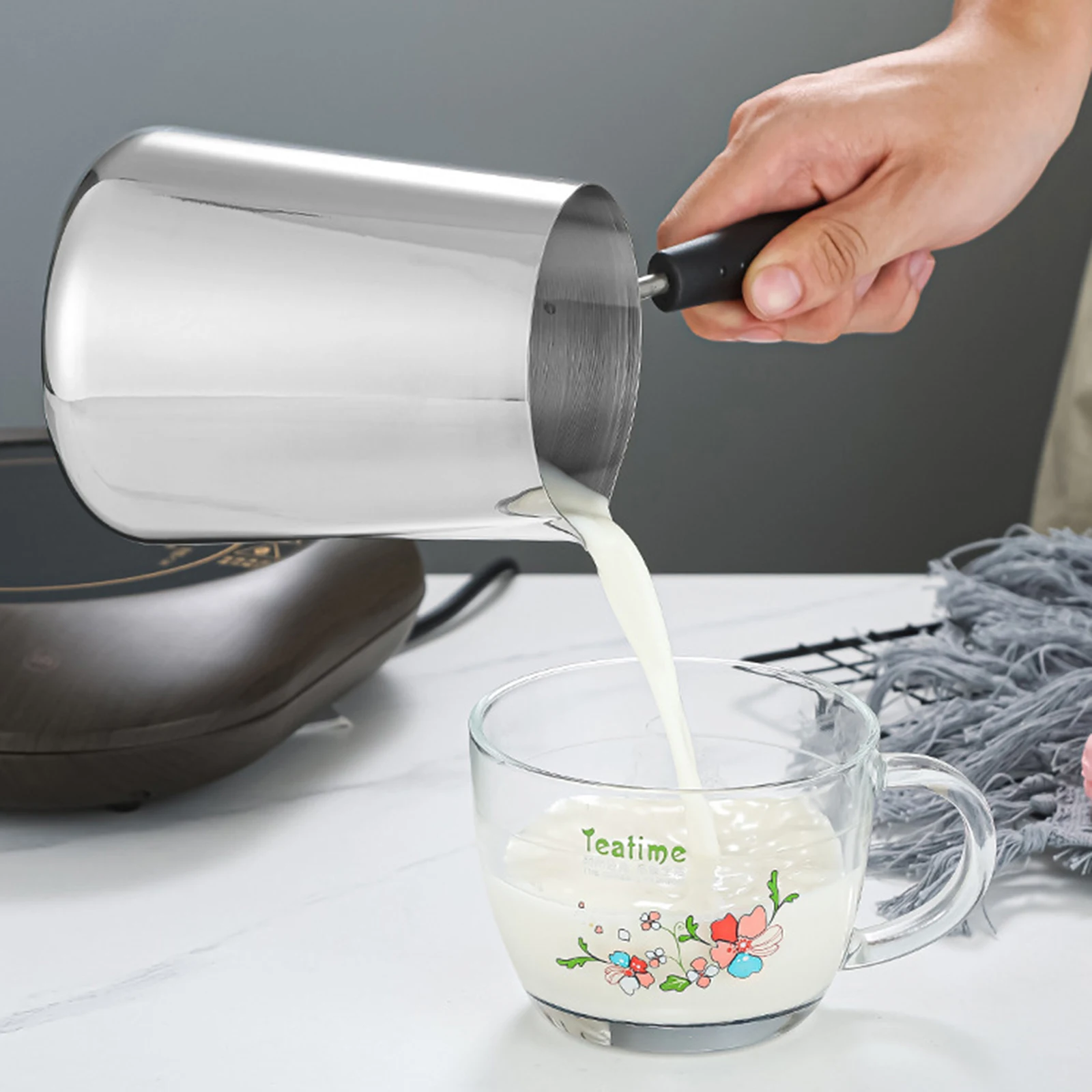 

Milk Cup Handle Stainless Steel Saucepan Milk Stockpot Stovetop Steamer Deep Pots Stock Pot Kitchen Barware