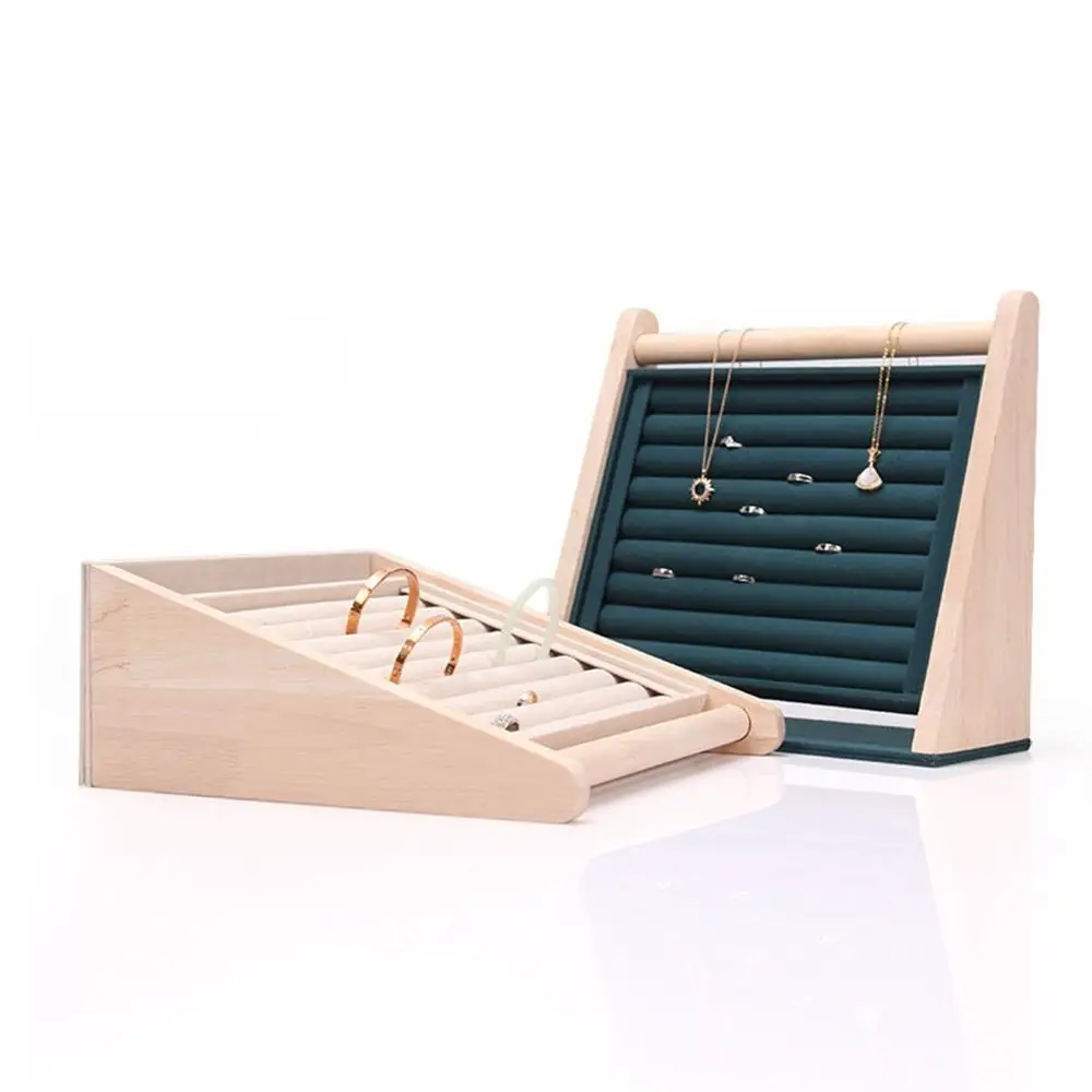 Durable Ring Display Stand Wood Handmade Jewelry Organizer Holder Multi-layers Large Capacity Bracelet Storage Rack Craft Show