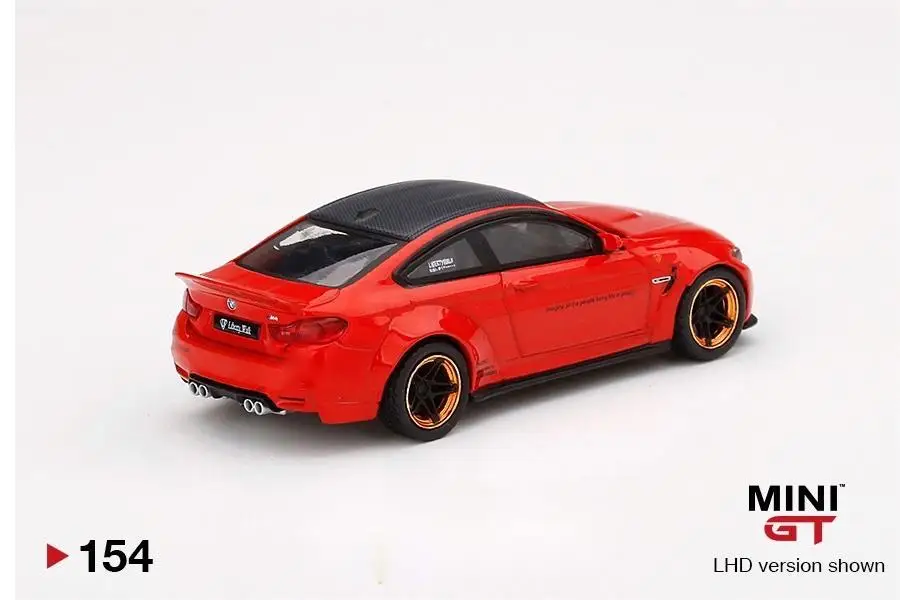 MINIGT 1/64 #154 LB WORKS M4 Red W Copper Wheel Die-cast alloy car model collection display gifts