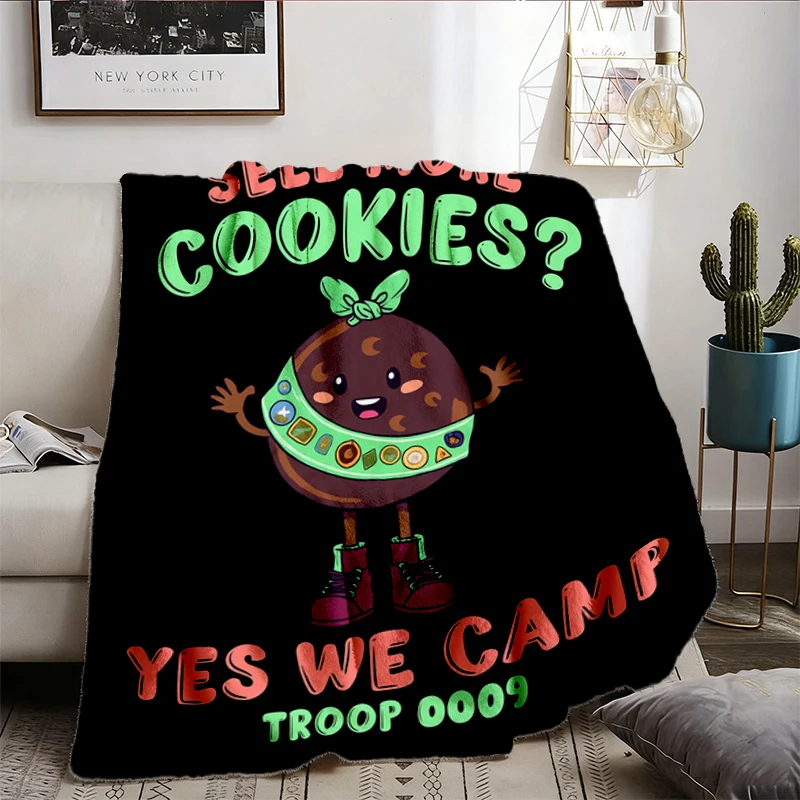 Scout Troop Flannel Blanket, Sell More Cookies Yes We Camp Flannel Throw, Cookie Dealer Cozy Blanket