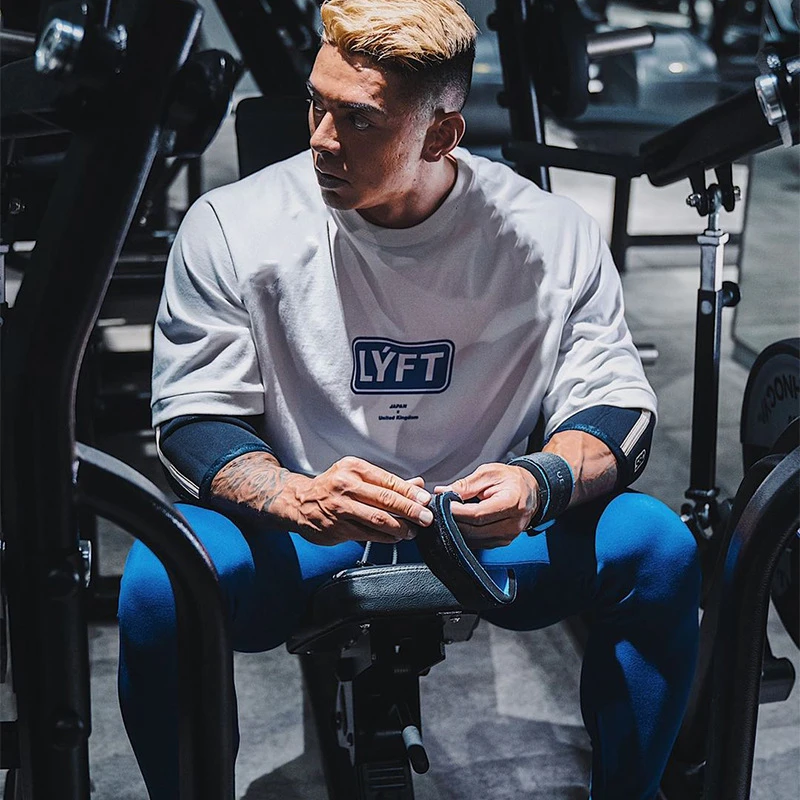 Koszulka męska lato Oversize koszulki z krótkim rękawem moda bawełna list drukuj koszulka sport trening wzór casualowe w stylu Streetwear męskie koszulki topy