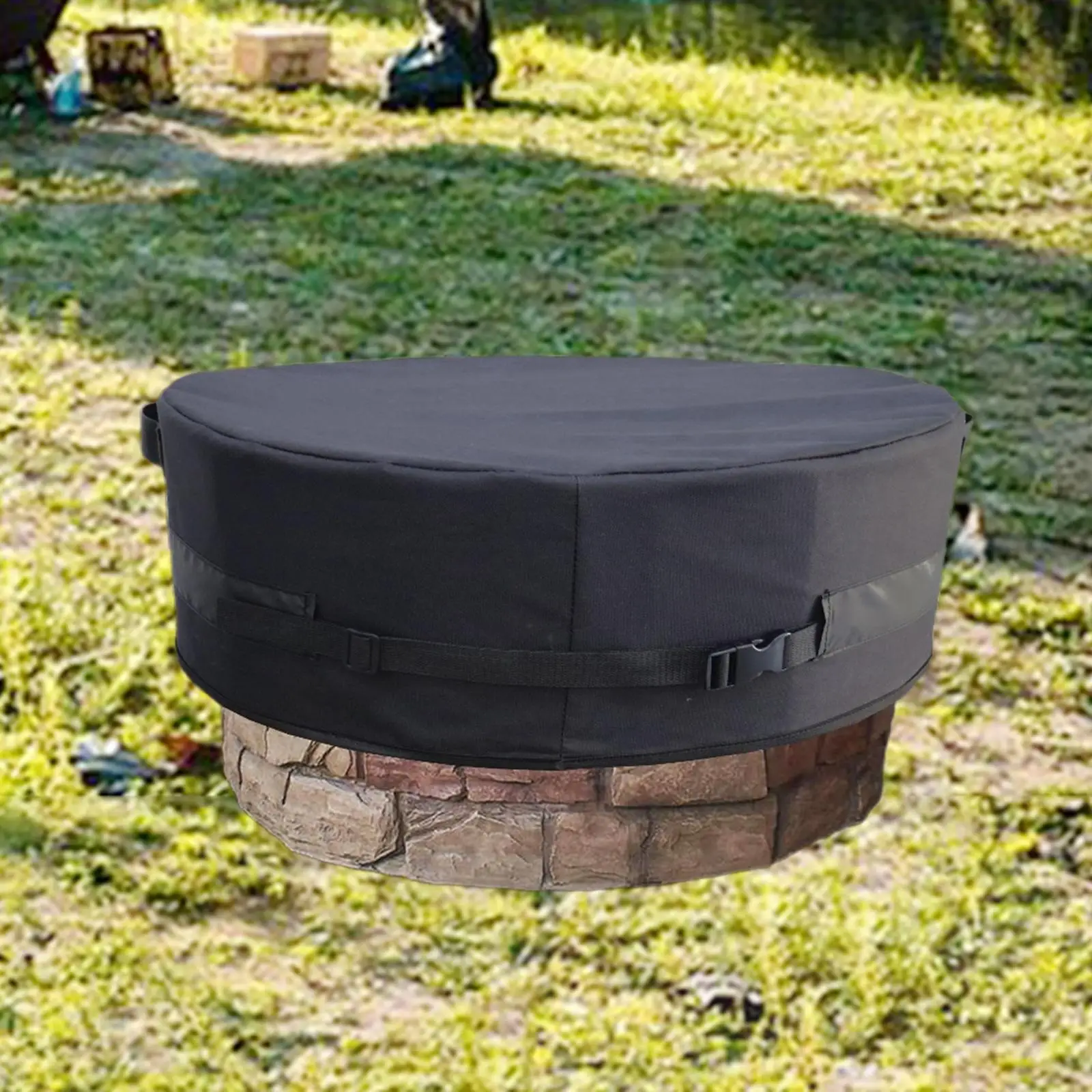 Round Fire Pit Cover Firepit Protector Wearproof Heavy Duty Waterproof Garden Furniture Cover Protective Cover for Patio Yard