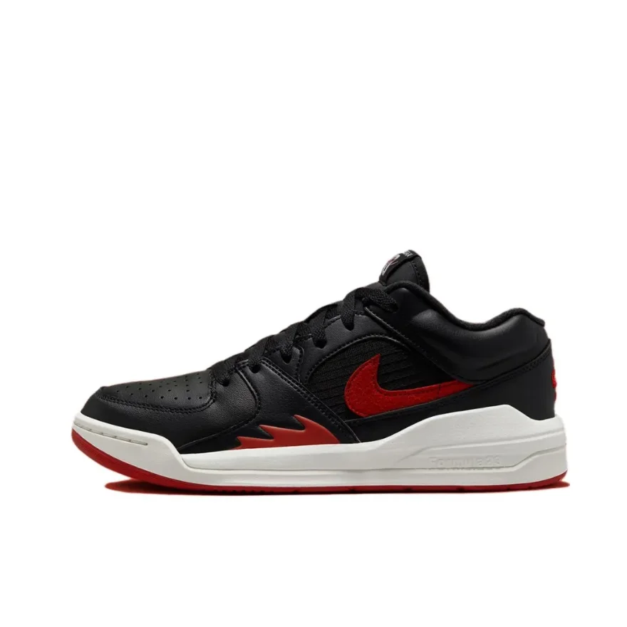 Nike new listing Stadium 90 comfortable shock-absorbing low-top basketball shoes men's sneakers black and red colorway