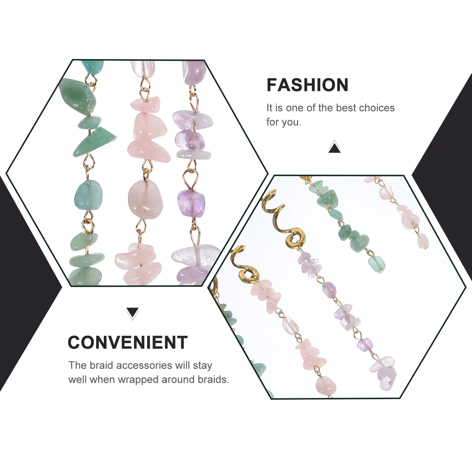 

6pcs Hair Rope Headdress Jade Beads Braiding Accessories Women Dreadlock Pendant Hair Decorations Braid Charms