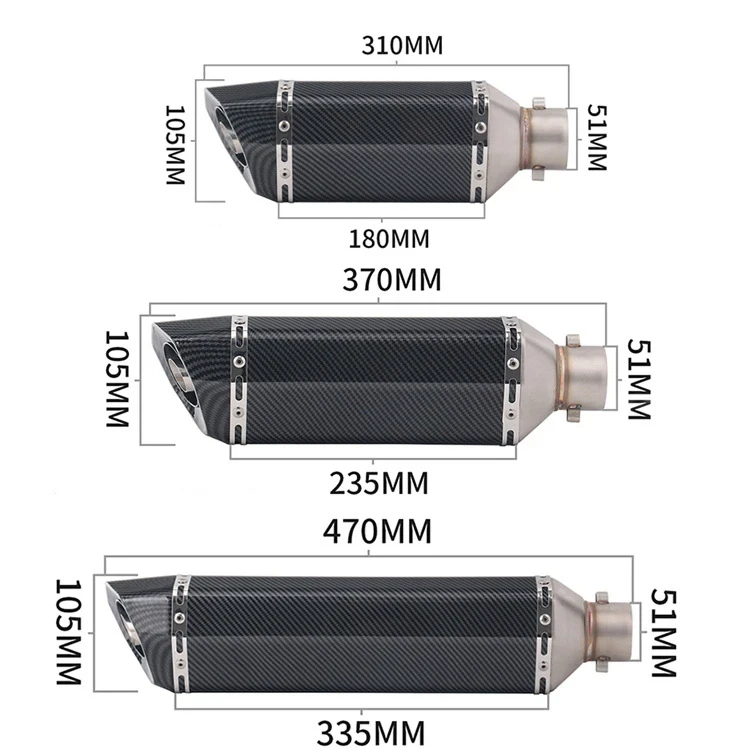 51 مللي متر العالمي للدراجات النارية خمار ماسورة العادم سباق الهروب العادم موتو لياماها r15 tmax 500 FZ6 CB400 er6n cb650 #2