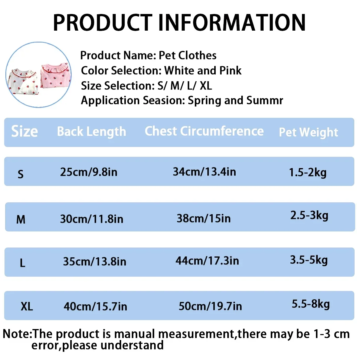 Strawberry Small Dog Clothes Summer Breathable Clothing for Cat Cute Dog Clothing for Small Dog Vest Ruffled Collar Pet Clothes - view 6