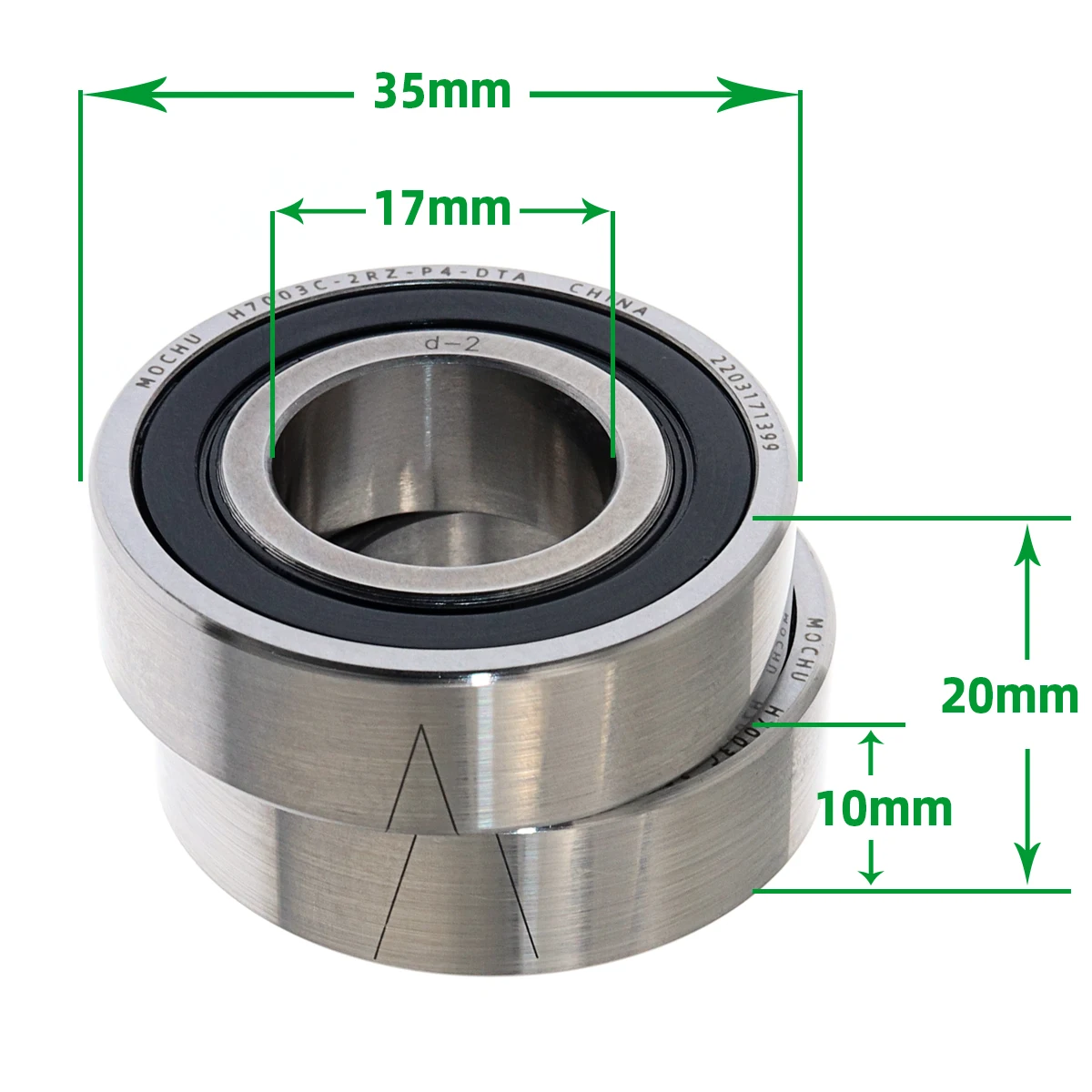 Imagem -02 - Mochu H7003c2rz-p4-dta 7003c 17x35x10 Precisão Rolamentos de Esferas de Contato Angular Eixo de Alta Velocidade Máquina Cnc Eixo Elétrico