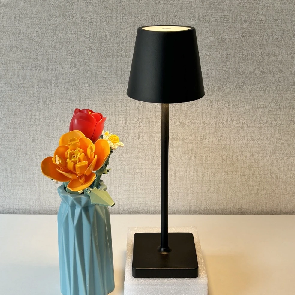 Rechargeable LED Table Lamp Touch Switch 3 Colors Desk Night Light Wine Bottle Light for Bar Club Dinner Home Cafe Ambient Decor