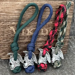 1Pcs Viking Helmet Spartan Warrior Lanyard Keychain Men Women Accessories Woven Survival Paracord Rope Keyring For Knife Car Key