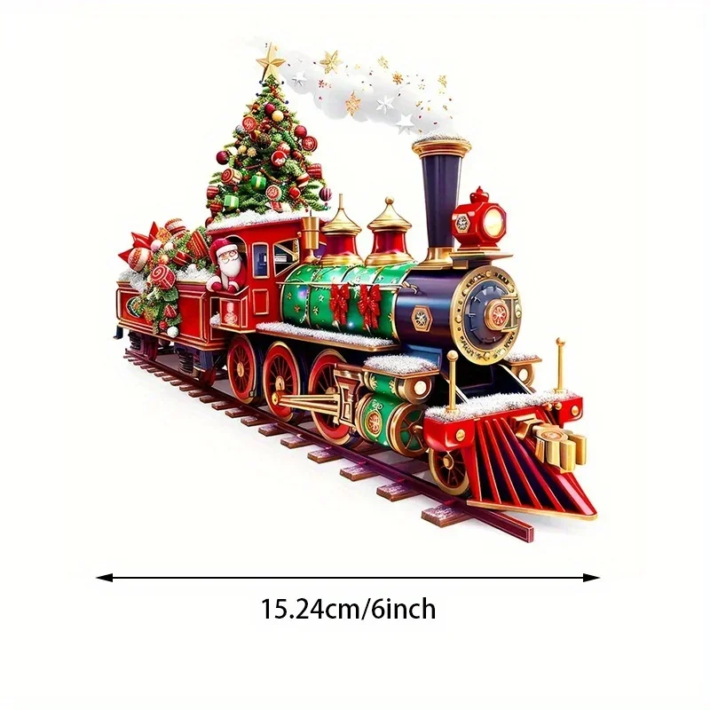 Christmas Train Santa Sticker Red Locomotive Tree Gift Car Truck Window Laptop Holiday Vinyl Decal Christmas Decor 1PC