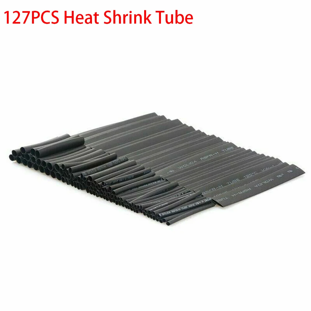 Wire Wrap Cable Sleeve Heat Sleeve 127Pcs 7 Sizes Cable Electrical Heat Shrink Tube Scissors Tubing Wrap Sleeve