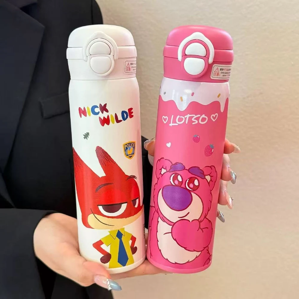 

Strawberry Bear Stitch Straw Thermos Cartoon Portable Thermos 500ml Children's Cartoon Cup Drinking Water Bottle Children's Gift