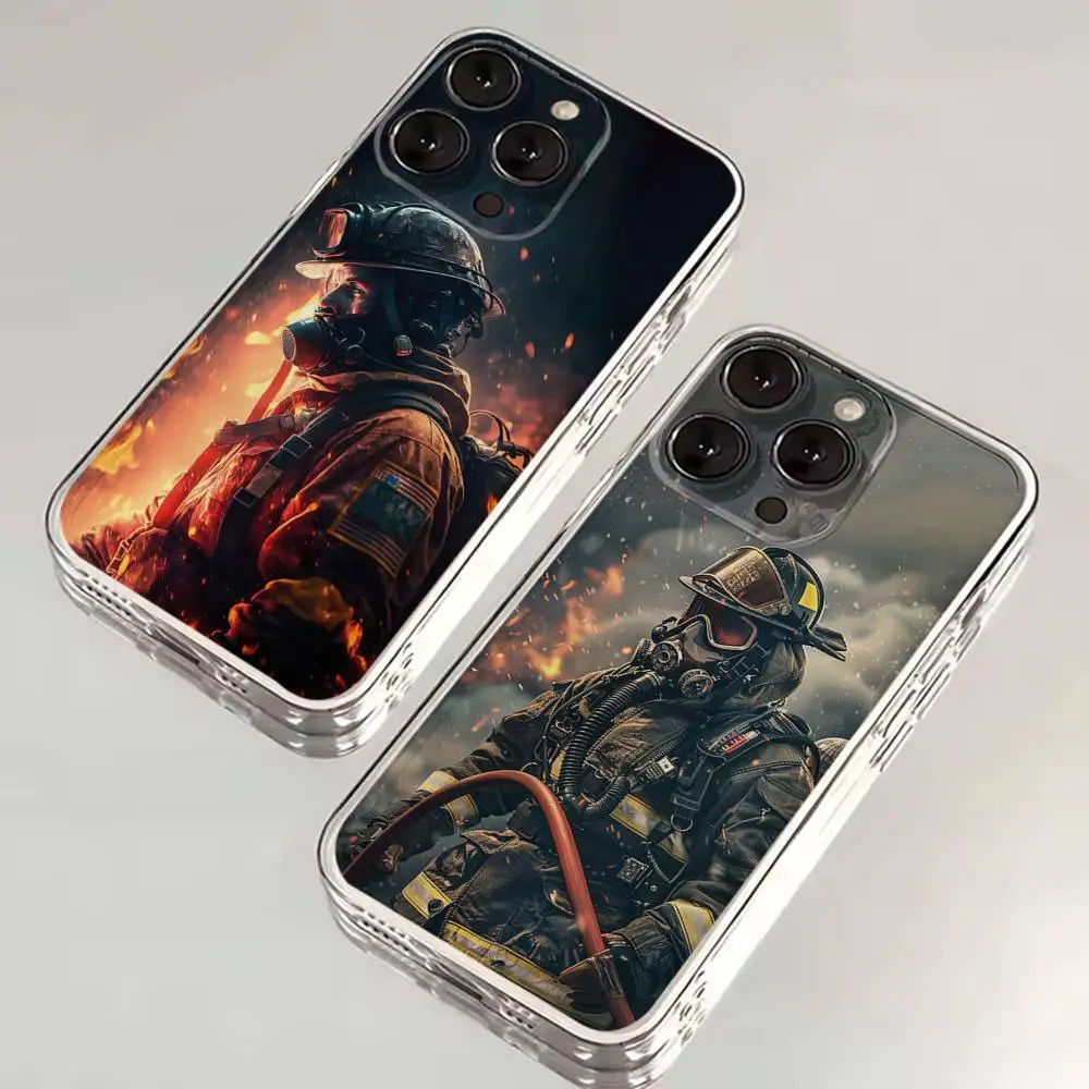 حافظة هاتف رجال الإطفاء Heroes لهاتف iPhone 16,15,14,13,12,11,17 Pro,Max,Plus,X,XS,XR,SE,غطاء ناعم شفاف صغير #1